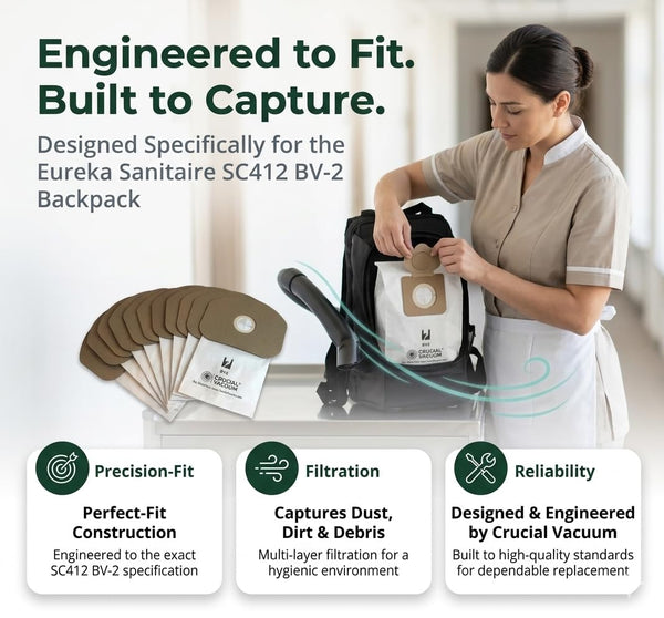 20 Replacement Vacuum Bags Compatible with Eureka Part # 62370, B352-2500 – Fits Models SC412 – Fits Mode — image 2
