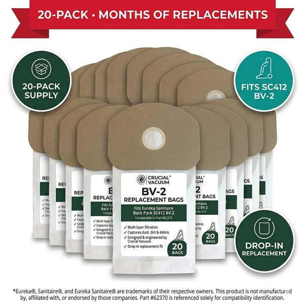 20 Replacement Vacuum Bags Compatible with Eureka Part # 62370, B352-2500 – Fits Models SC412 – Fits Mode — image 7