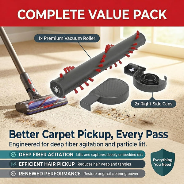 Replacement 1 Vacuum Roller and 2 Right-Side Caps – Compatible with Dyson™ Part # 917391-01, 914123-01 –  — image 6