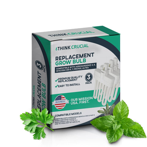 3 Grow Bulbs Compatible with AeroGarden Miracle-GRO B Part # 970904-0200,100340 & Models AeroGarden 3, 3SL, 3 Elite, 6, 7, Chef in A Box, Chef in A Box Elite (3 Pack) -by Think Crucial
