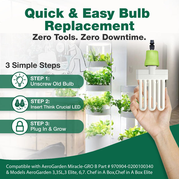 3 Grow Bulbs Compatible with AeroGarden Miracle-GRO B Part # 970904-0200,100340 & Models AeroGarden 3, 3S — image 5