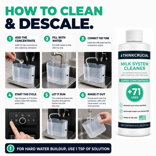 Think Crucial Milk System Cleaner for JURA Coffee Machines – Concentrated Liquid Formula – Up to 71 Uses – Compatible wi