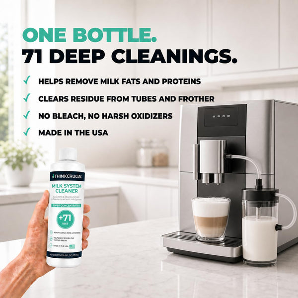 Think Crucial Milk System Cleaner for JURA Coffee Machines – Concentrated Liquid Formula – Up to 71 Uses – Compatible wi