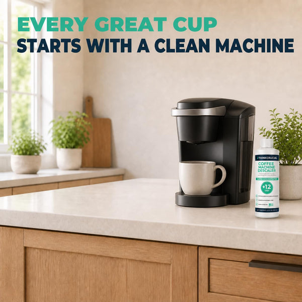 Think Crucial Professional Strength Citric Acid Coffee Machine Descaler – 12 FL OZ – Up to 12 Uses – Universal Concentra
