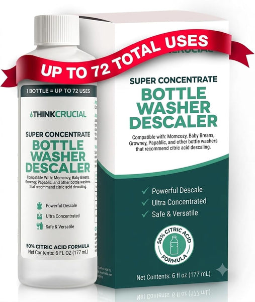 Think Crucial 6oz Bottle Washer Descaler for Momcozy, Baby Brezza, 72 Uses