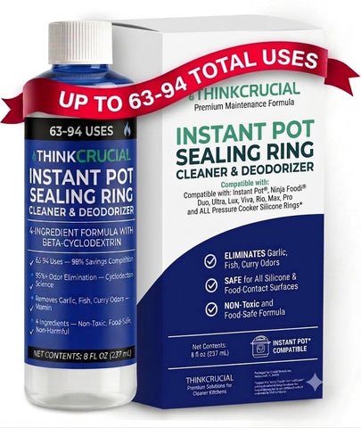 Think Crucial Instant Pot Sealing Ring Cleaner & Deodorizer – 63–94 Uses – Beta-Cyclodextrin Formula – Compatible w/Ninja Foodi – 8oz
