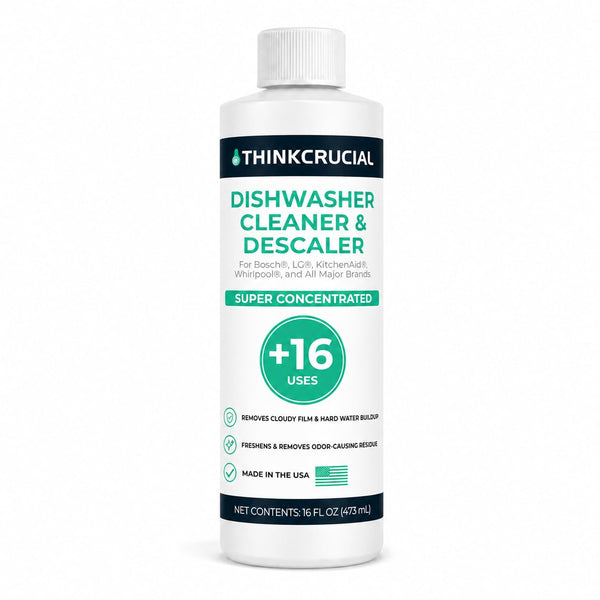 Think Crucial Dishwasher Cleaner & Descaler, 15 Uses, 75% Savings Per Use – 32% Citric Acid Liquid Concentrate – Whirlpo