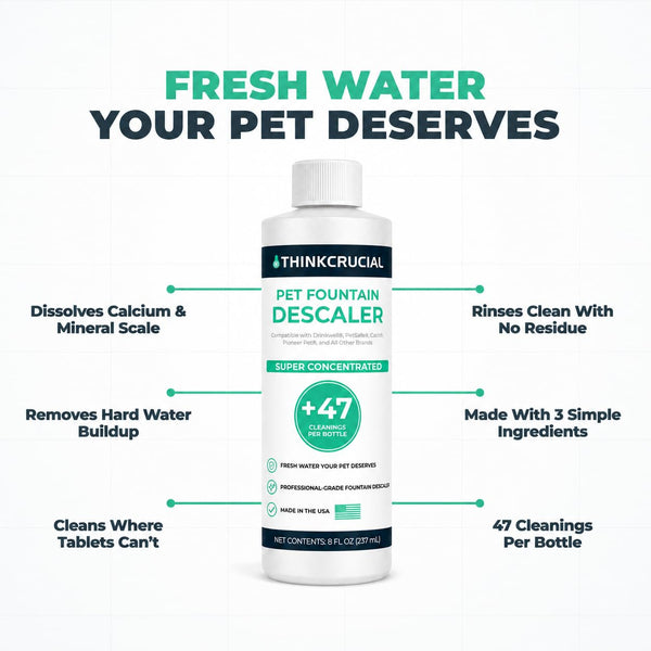 Think Crucial Pet Fountain Descaler, 25% Citric Acid, Up to 47 Uses, 8 oz