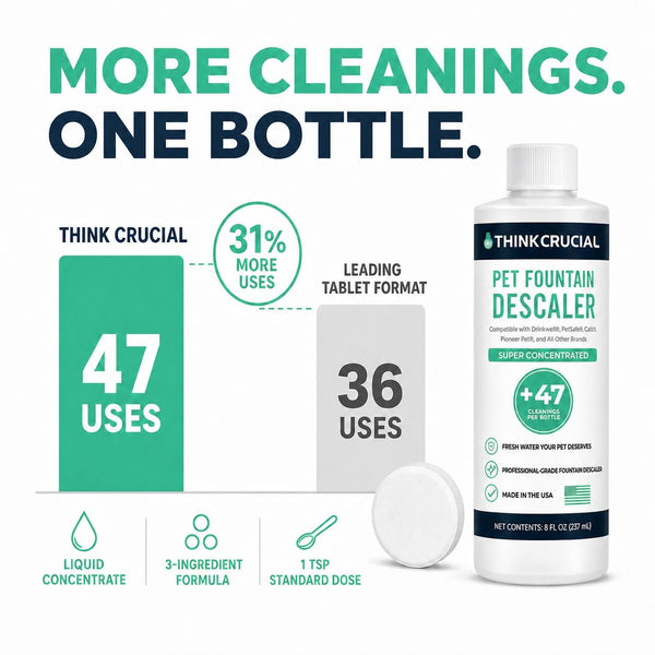 Think Crucial Pet Fountain Descaler, 25% Citric Acid, Up to 47 Uses, 8 oz