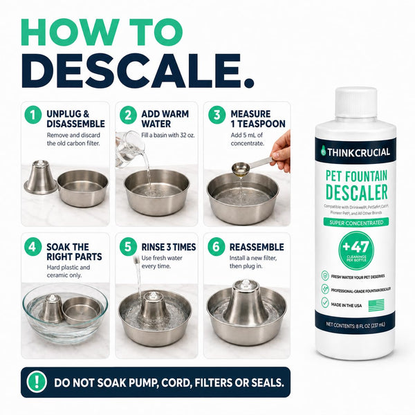 Think Crucial Pet Fountain Descaler, 25% Citric Acid, Up to 47 Uses, 8 oz
