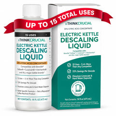 Think Crucial Electric Kettle Descaler, 15 Uses, 35% Citric Acid Concentrate — Compatible with Breville, Fellow, Cuisina
