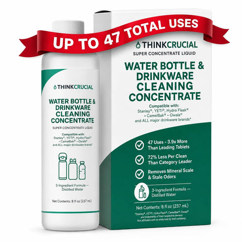Think Crucial Bottle Blaster - 47-Use Water Bottle Cleaning Concentrate - Made in USA - Compatible with Stanley, YETI, Hydro Flask, CamelBak - 8 oz