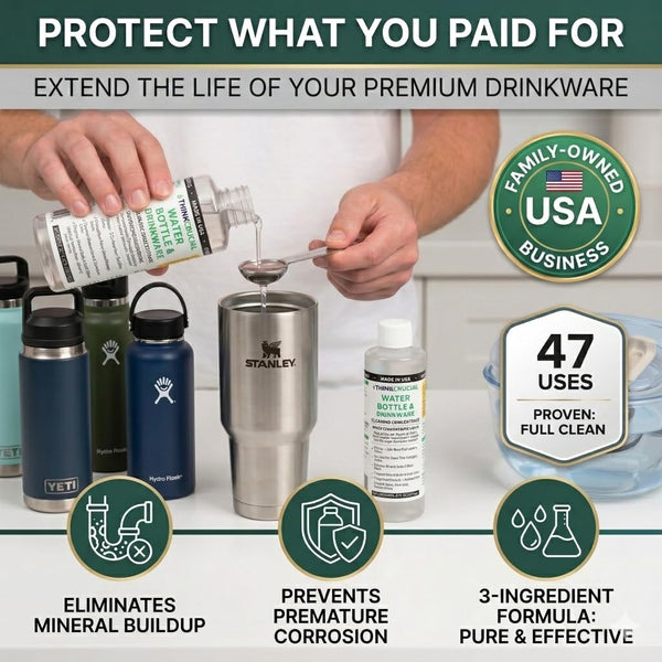 Think Crucial Bottle Blaster - 47-Use Water Bottle Cleaning Concentrate - Made in USA - Compatible with S — image 3