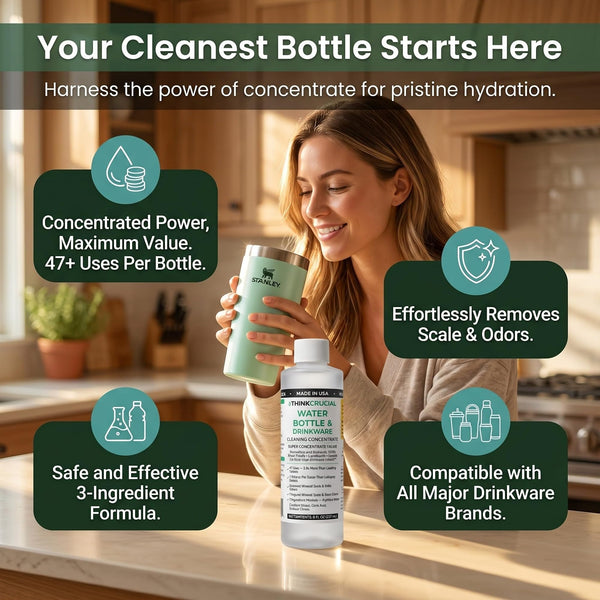 Think Crucial Bottle Blaster - 47-Use Water Bottle Cleaning Concentrate - Made in USA - Compatible with S — image 4