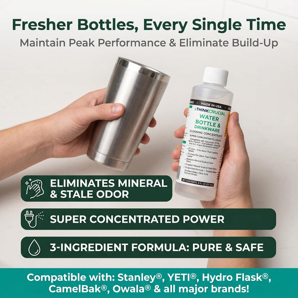 Think Crucial Bottle Blaster - 47-Use Water Bottle Cleaning Concentrate - Made in USA - Compatible with S — image 6