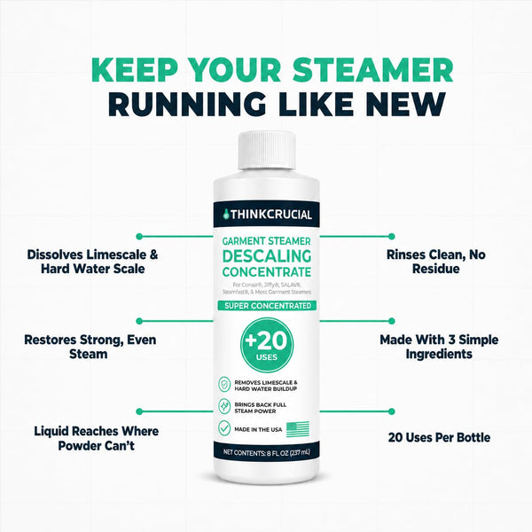 Think Crucial Garment Steamer Descaler – Limescale & Mineral Buildup Remover – Compatible with Jiffy J-2000, J-4000, Con