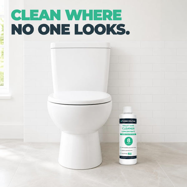 Think Crucial Toilet Tank Cleaner Concentrate — 35% Citric Acid, 8 Uses, Bleach-Free, No Blue Dye, Septic Safe — 16 fl o
