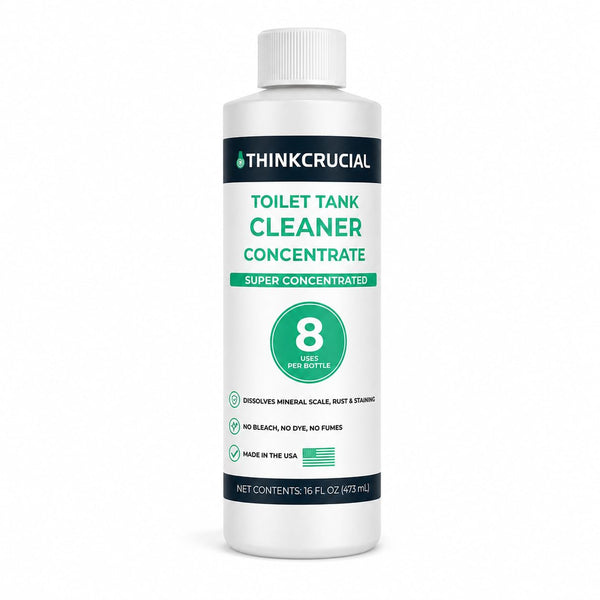 Think Crucial Toilet Tank Cleaner Concentrate — 35% Citric Acid, 8 Uses, Bleach-Free, No Blue Dye, Septic Safe — 16 fl o