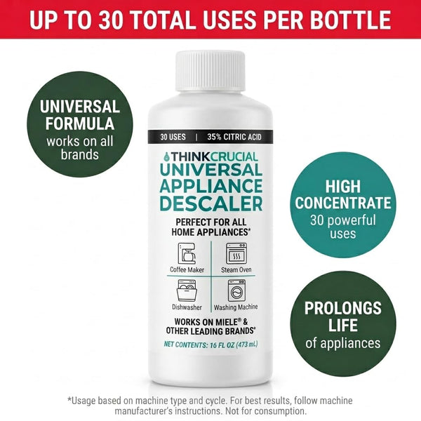 Think Crucial Universal Descaling Concentrate Compatible with Miele Coffee Machines, Steam Ovens, Washers, Dishwashers –