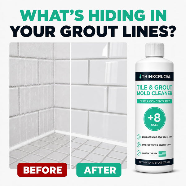Think Crucial 8-Use Tile, Grout & Caulk Cleaner Concentrate, Bleach Free, Citric Acid, 8 fl oz