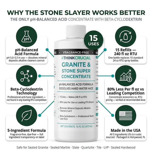 Think Crucial Granite & Marble Countertop Cleaner Concentrate, Stone Safe, 240 oz RTU, 16 fl oz — image 2