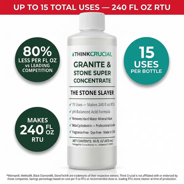 Think Crucial Granite & Marble Countertop Cleaner Concentrate, Stone Safe, 240 oz RTU, 16 fl oz — image 3