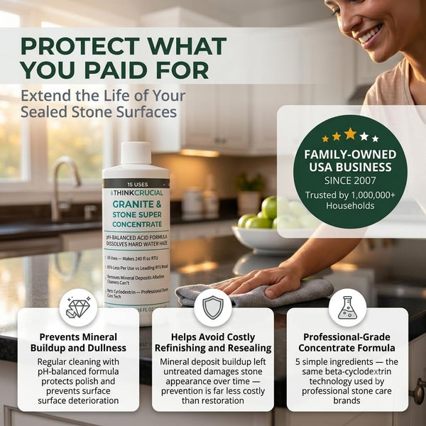 Think Crucial Granite & Marble Countertop Cleaner Concentrate, Stone Safe, 240 oz RTU, 16 fl oz — image 6