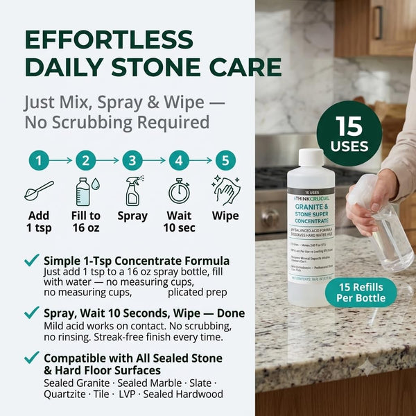 Think Crucial Granite & Marble Countertop Cleaner Concentrate, Stone Safe, 240 oz RTU, 16 fl oz — image 7