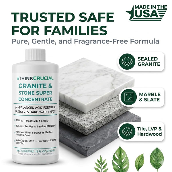 Think Crucial Granite & Marble Countertop Cleaner Concentrate, Stone Safe, 240 oz RTU, 16 fl oz — image 8