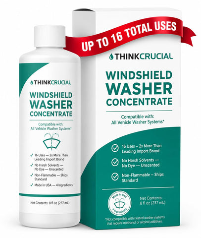 Think Crucial 16-Use Windshield Washer Fluid Concentrate, Bug & Road Film Cleaner, USA-Made, 8oz
