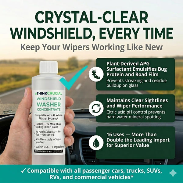 Think Crucial 16-Use Windshield Washer Fluid Concentrate, Bug & Road Film Cleaner, USA-Made, 8oz — image 4