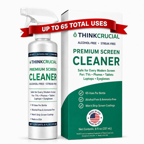 Think Crucial Screen Cleaner Spray for TV Computer Monitor Laptop Tablet Phone, Alcohol-Free, 8oz