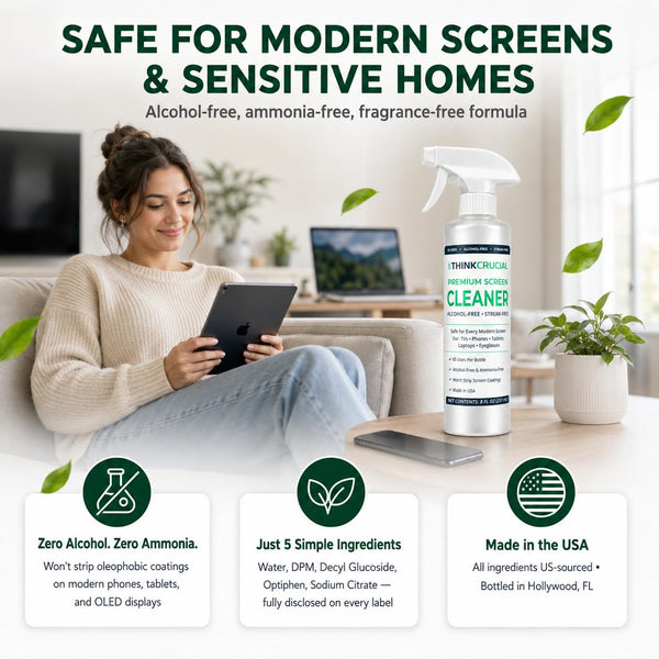 Think Crucial Screen Cleaner Spray for TV Computer Monitor Laptop Tablet Phone, Alcohol-Free, 8oz — image 2