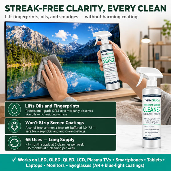 Think Crucial Screen Cleaner Spray for TV Computer Monitor Laptop Tablet Phone, Alcohol-Free, 8oz — image 4