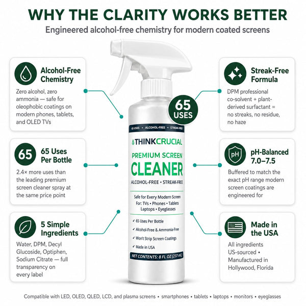 Think Crucial Screen Cleaner Spray for TV Computer Monitor Laptop Tablet Phone, Alcohol-Free, 8oz — image 5