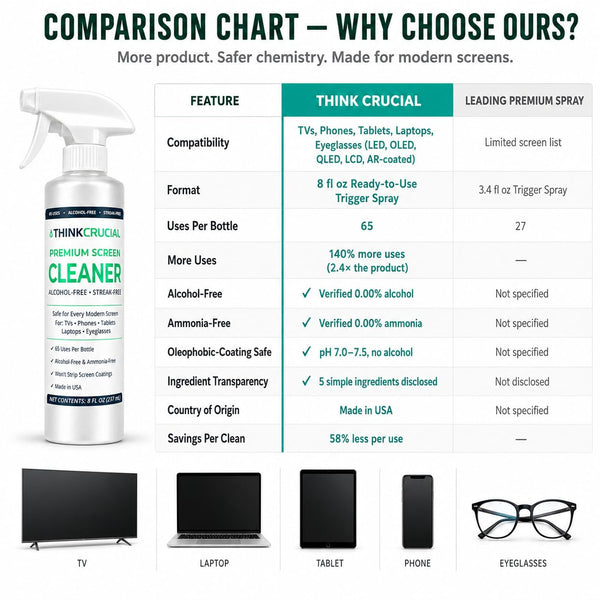 Think Crucial Screen Cleaner Spray for TV Computer Monitor Laptop Tablet Phone, Alcohol-Free, 8oz — image 9