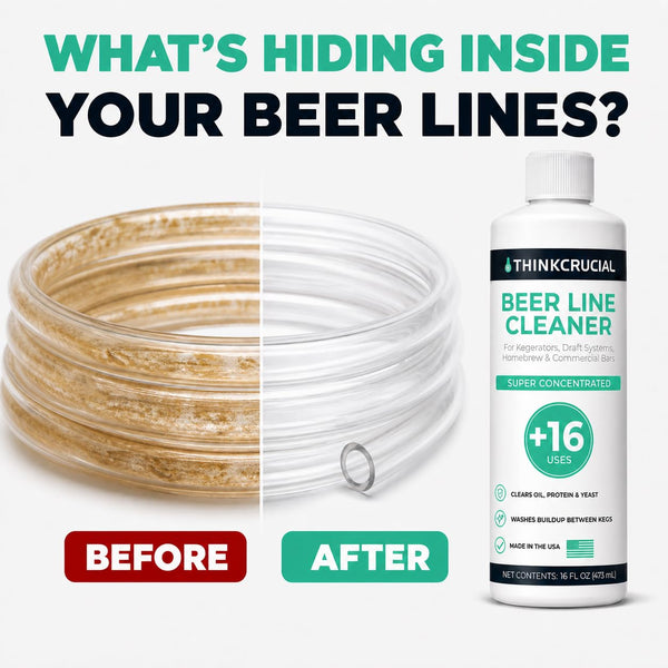 Think Crucial 16-Use Beer Line Cleaner Concentrate, Borax-Free Liquid for Kegerator, 16 fl oz