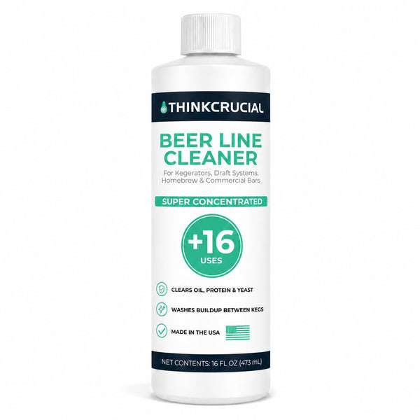 Think Crucial 16-Use Beer Line Cleaner Concentrate, Borax-Free Liquid for Kegerator, 16 fl oz