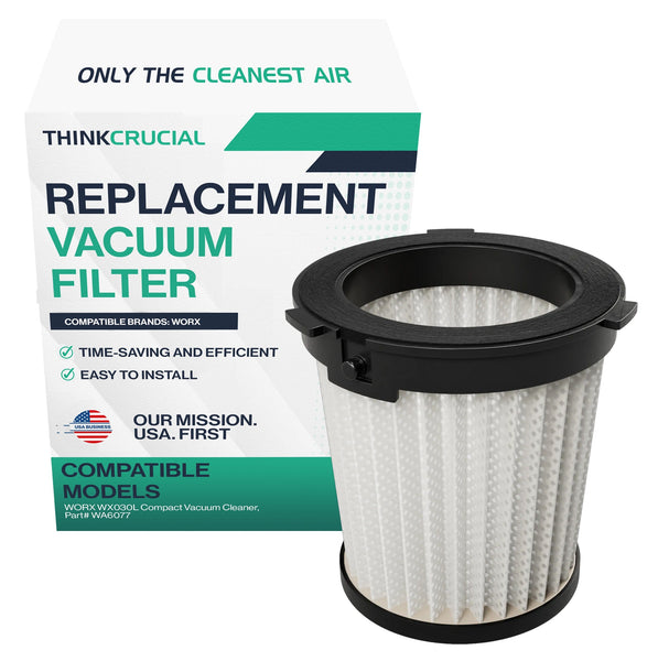 Think Crucial High-Efficiency Replacement Filter Compatible with WORX WX030L Compact Vacuum Cleaner, Part# WA6077, Easy Installation (1-Pack Filter Only)