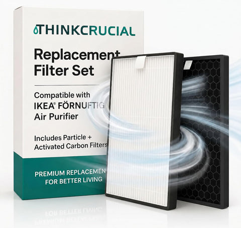 Think Crucial Replacement Filter Set – Compatible with IKEA® FÖRNUFTIG Air Purifier (Replaces Article #10461944 & #40487283) – 1 Particle Filter + 1 Carbon Layer – Easy to Install