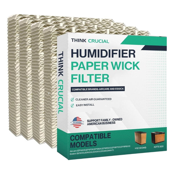 Think Crucial Replacement Humidifier Paper Wick Filters Compatible with Aircare Part # 1043 & Models EP9500,EP9700,EP9800,EP9R500,EP9R700,EP9R800 - Essick: 821000,826000,831000,SS390DWHT (4-Pack)