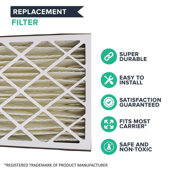 2pk Replacement Merv-8 20 x 25 x 5 Pleated HVAC Filters, Fits Carrier MF2025
