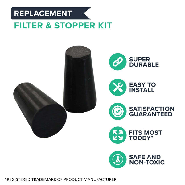 Replacement Deluxe Stainless Steel & Rubber Disk Filter & 2 Rubber Stoppers, Fits All Toddy(R) Cold Brew Coffee Systems, Including T2N Model, Washable & Reusable