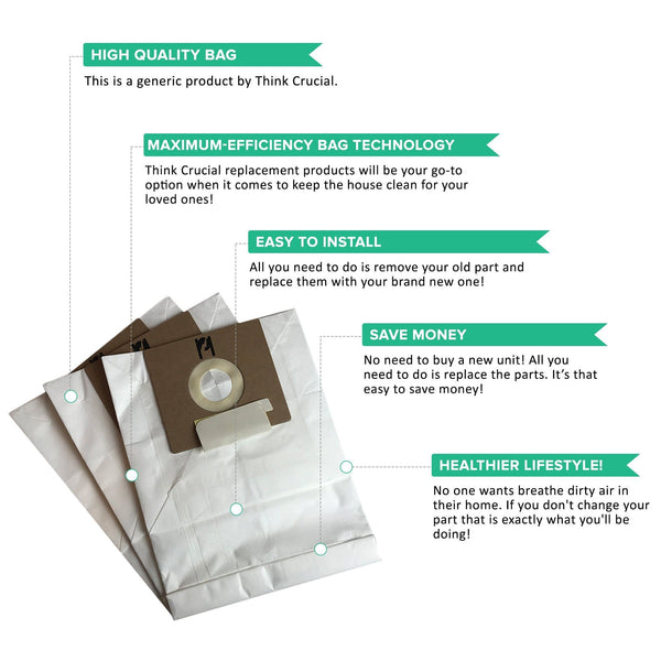 9pk Replacement Bags, Fits Oreck Quest MC1000 Canisters, Compatible with Part PK12MC1000