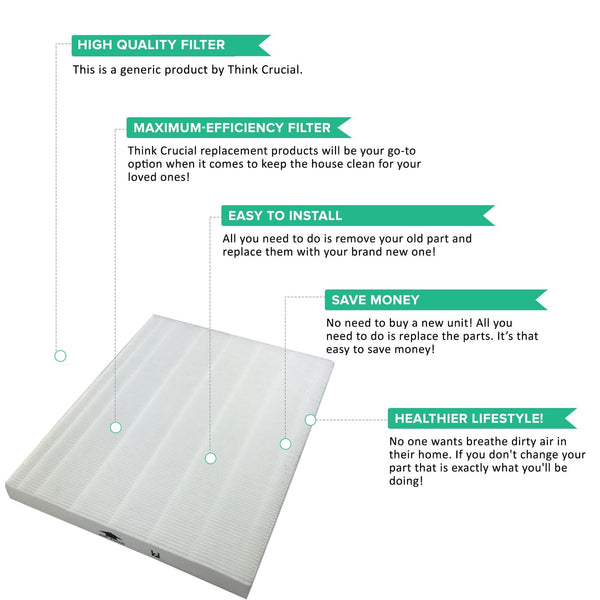 Crucial Vacuum Replacements for Fellowes HEPA Style Air Purifier Filter & 4 Carbon Filters Fit AP-300PH Air Purifier, Compatible With Part # HF-300