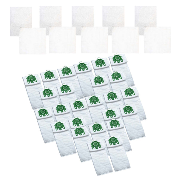 25pk Replacement Type U Allergen Bags & 10 Filters, Fits Miele Deluxe, Compatible with Part 07282050