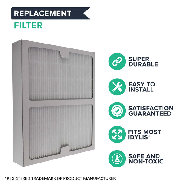 Crucial Air Filter Replacement Parts Compatible With Idlyis Part # IAP-10-125 and IAP-10-150 - Fits Idylis HEPA Style B Air Purifier Filter IAF-H-100B - Dust Mites With Vac Filters (2 Pack)