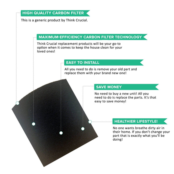 Crucial Air Replacement Carbon Filters Compatible with Hamilton Beach True Air Filter Parts - 5.5'' x 5'' x 2'' - Part 04290 04290G 04291G 04294G 04230FS 04230G 04234G Models 04530GM, 04532GM