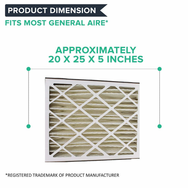 2pk Replacement 20x25x5 MERV-8 Pleated HVAC Filters, Fits GeneralAire