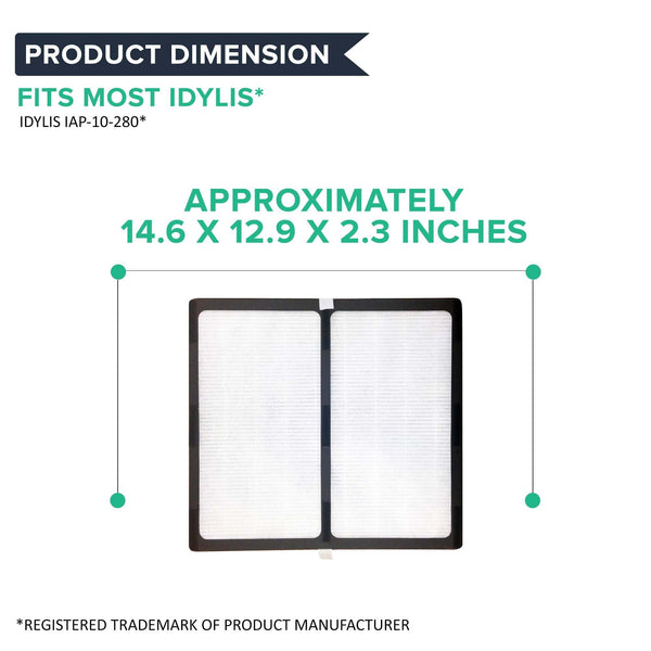 Crucial Air Replacements for Idylis HEPA Style D Air Purifier Filter & Carbon Filter, Compatible with Model # IAF-H-100D